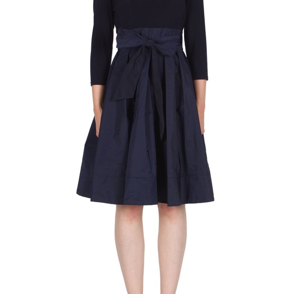 Joseph Ribkoff navy tee length dress with bow - Picture 3 of 8